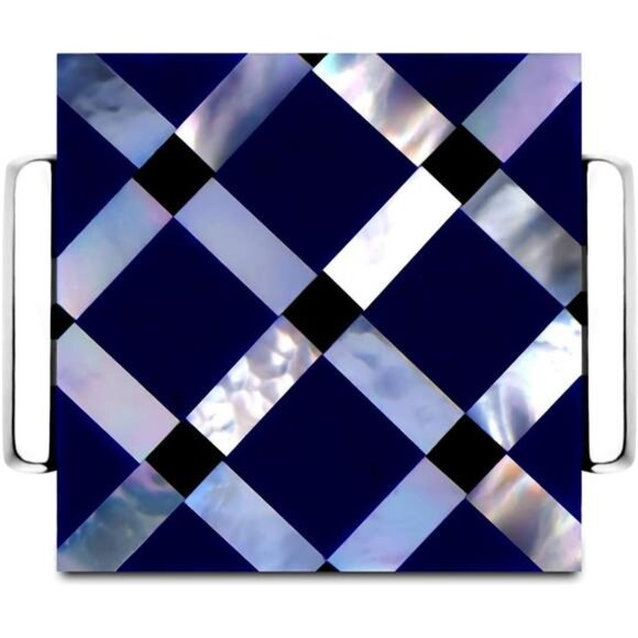 Business Wedding Mother of Pearl Cufflinks for Men Unique Onyx Stripe Tuxedo - Picture 3 of 6